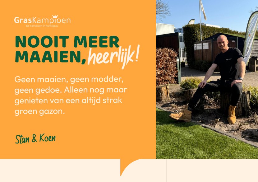 Social post: Nooit meer maaien, heerlijk